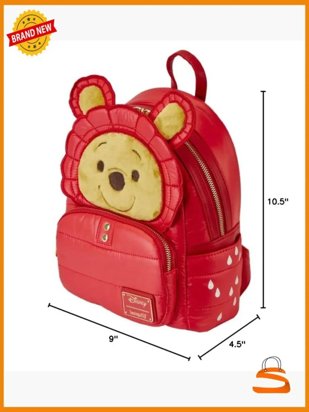 Vegan Leather Plush Puffer Backpack, Daypack, Adjustable Straps, 9x10.5x4.5